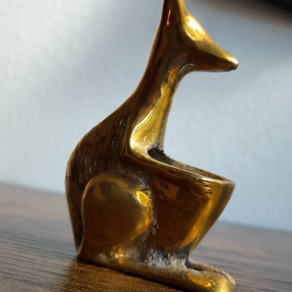 Vintage Brass Kangaroo 3" Incense Burner Miniature with Pouch Pocket Figurine - Picture 2 of 11